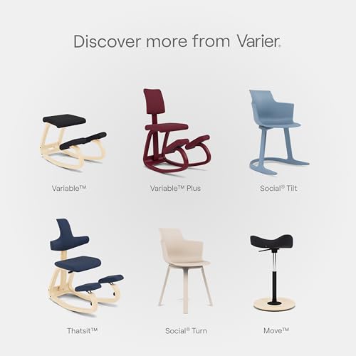 Varier Variable Plus Ergonomic Kneeling Chair with Backrest | Active Sitting Posture Support Home Office Desk Chair | 10 Year Guarantee