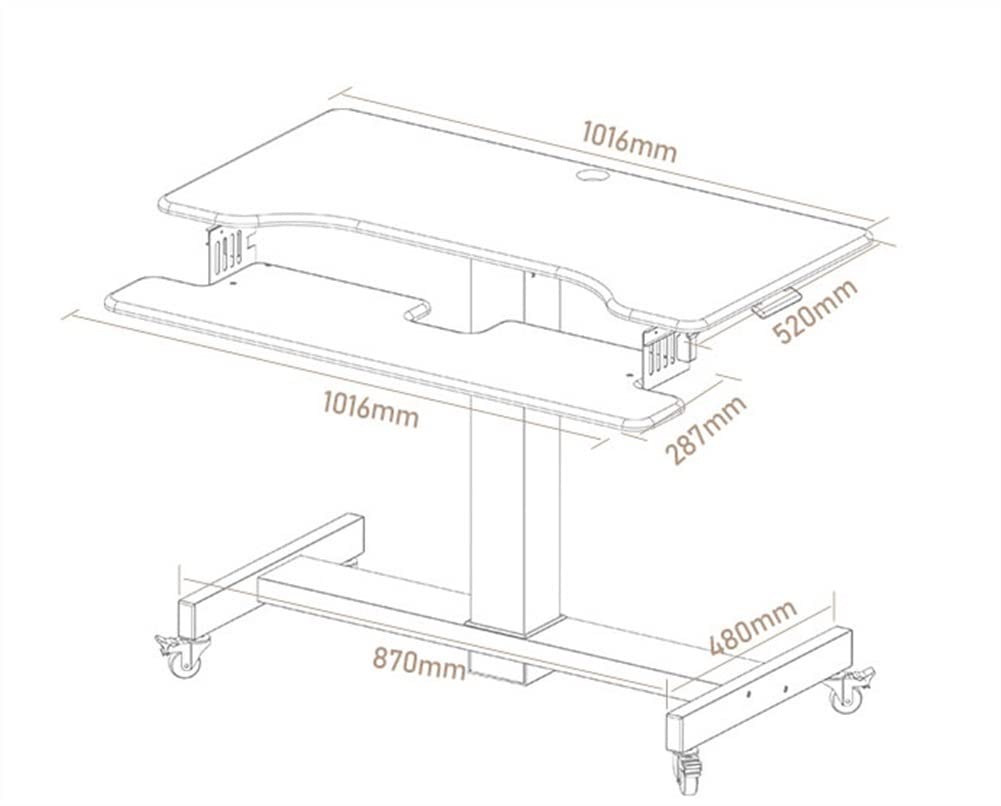 SMSOM Mobile Standing Desk, Mobile Height Adjustable Table, Stand Up Desk Cart with Sliding Keyboard Tray, Computer Workstation, Rolling Presentation Cart, Black