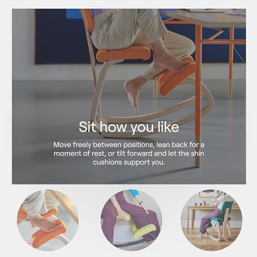 Varier Variable Plus Ergonomic Kneeling Chair with Backrest | Active Sitting Posture Support Home Office Desk Chair | 10 Year Guarantee