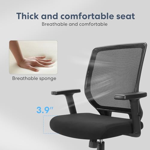 Schwake Ergonomic Office Chair Home Mesh Desk Chair with Adjustable Arms - Mid Back Computer Chairs for Adults - Swivel Task Chair Comfortable for Home Office