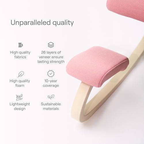Varier Variable Plus Ergonomic Kneeling Chair with Backrest | Active Sitting Posture Support Home Office Desk Chair | 10 Year Guarantee