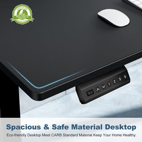 DUMOS 40 Inch Electric Standing Desk Height Adjustable, Sit to Stand Up Computer Workstations Work PC Table Home Office Study Writing Gaming Desks with Memory Presets for Walking Pad, Bedroom, Oak