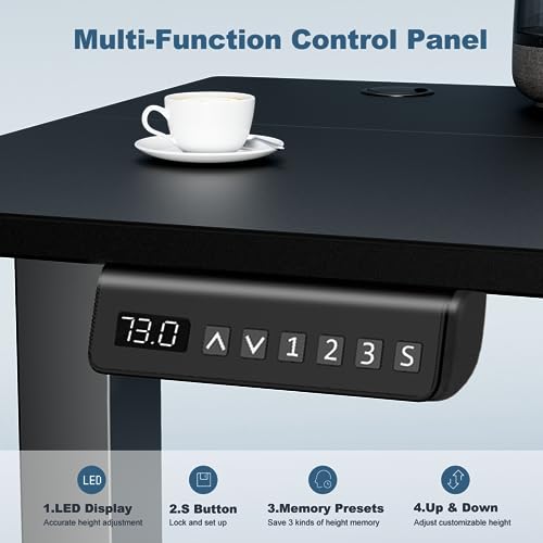DUMOS 40 Inch Electric Standing Desk Height Adjustable, Sit to Stand Up Computer Workstations Work PC Table Home Office Study Writing Gaming Desks with Memory Presets for Walking Pad, Bedroom, Oak
