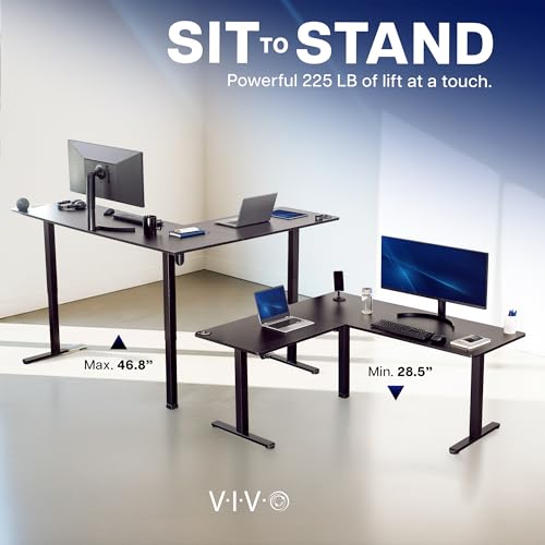 VIVO Electric Height Adjustable Corner Stand Up Desk, Table Top, Frame, L-Shaped Standing Workstation, 3CT Series