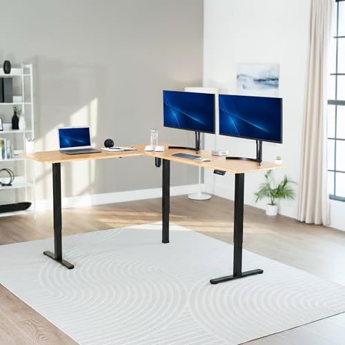 VIVO Electric Height Adjustable Corner Stand Up Desk, Table Top, Frame, L-Shaped Standing Workstation, 3CT Series