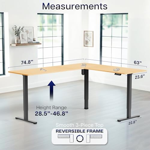VIVO Electric Height Adjustable Corner Stand Up Desk, Table Top, Frame, L-Shaped Standing Workstation, 3CT Series