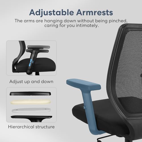 Schwake Ergonomic Office Chair Home Mesh Desk Chair with Adjustable Arms - Mid Back Computer Chairs for Adults - Swivel Task Chair Comfortable for Home Office