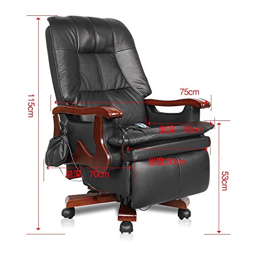 IIPOSAQQ Boss Chair High-Back Leather Electric Reclining Executive Swivel Thick Padding and Ergonomic Design with Headrest and Lumbar Support for Home and Office Size:5375115cm Color