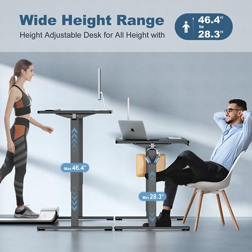 DUMOS 40 Inch Electric Standing Desk Height Adjustable, Sit to Stand Up Computer Workstations Work PC Table Home Office Study Writing Gaming Desks with Memory Presets for Walking Pad, Bedroom, Oak