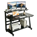 HDOFM Small Computer Desk for Small Space, Rolling Office Desk with Monitor Stand, Student Study Desk for Bedroom