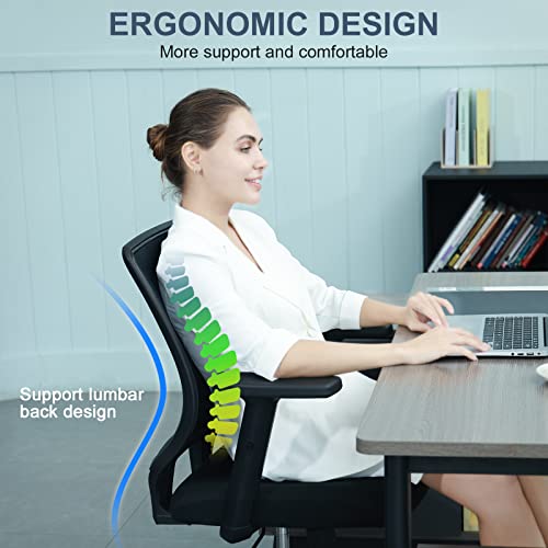 Schwake Ergonomic Office Chair Home Mesh Desk Chair with Adjustable Arms - Mid Back Computer Chairs for Adults - Swivel Task Chair Comfortable for Home Office