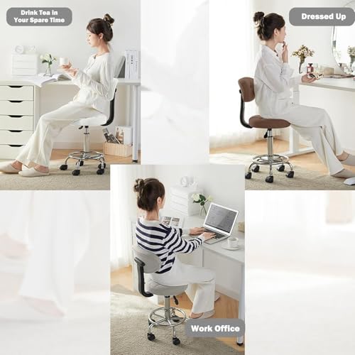 SDVantage Drafting Stools with Backrest and Footrest, 4-Piece Set