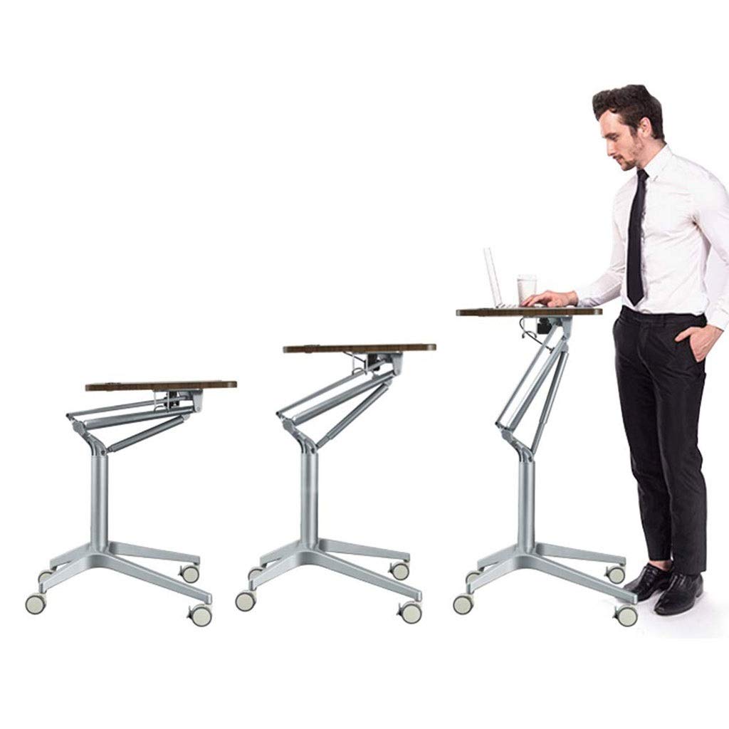 Pneumatic Height Adjustable Sit-Stand Mobile Laptop Computer Desk Cart, Room Sofa Side Table Meeting Room Desk