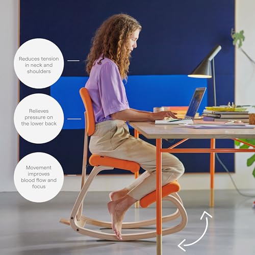 Varier Variable Plus Ergonomic Kneeling Chair with Backrest | Active Sitting Posture Support Home Office Desk Chair | 10 Year Guarantee