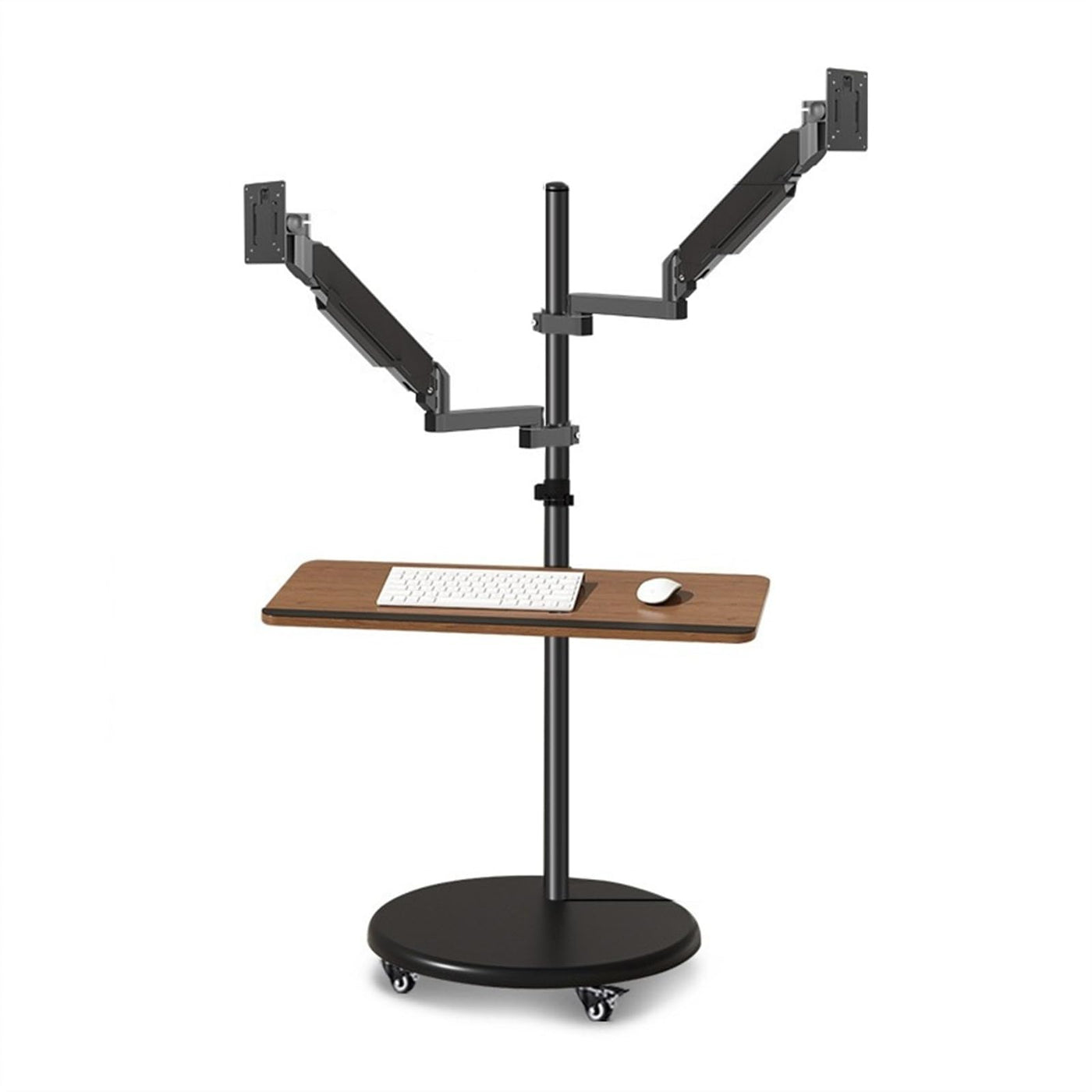 14–43-Inch Dual-Monitor Mobile Floor Stand with Keyboard Tray