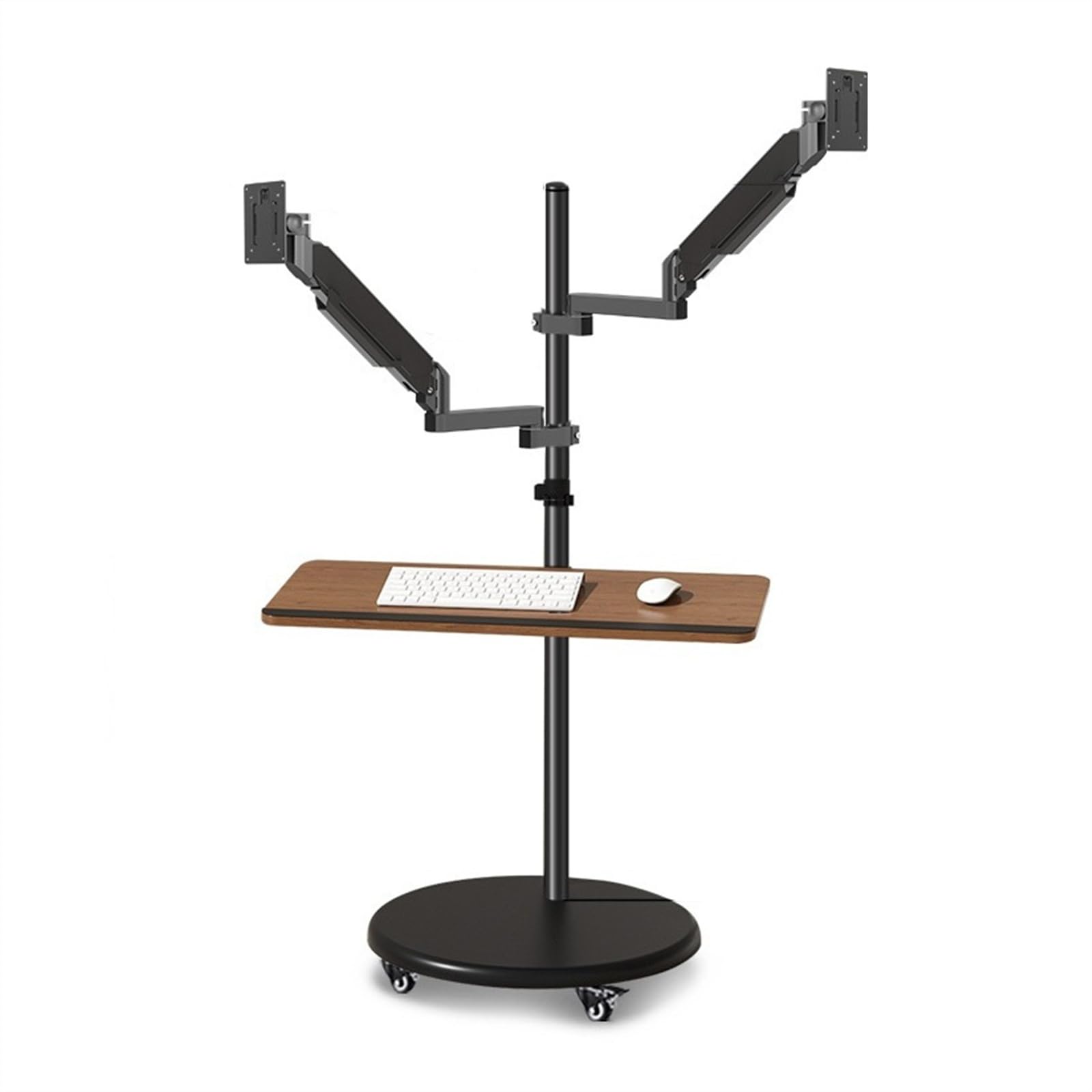 14–43-Inch Dual-Monitor Mobile Floor Stand with Keyboard Tray