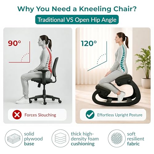 NYPOT Ergonomic Kneeling Chair with Adjustable Seats - Knee Chair for Posture Correction & Kneel Rocking Stool for Desk - Back Pain Relief for Home and Office, Supports 250 pounds - 5 Years Warranty