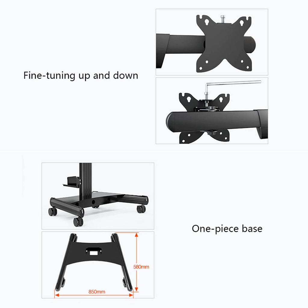 JOMRTS Six-Monitor Mobile Floor Stand with Keyboard Tray