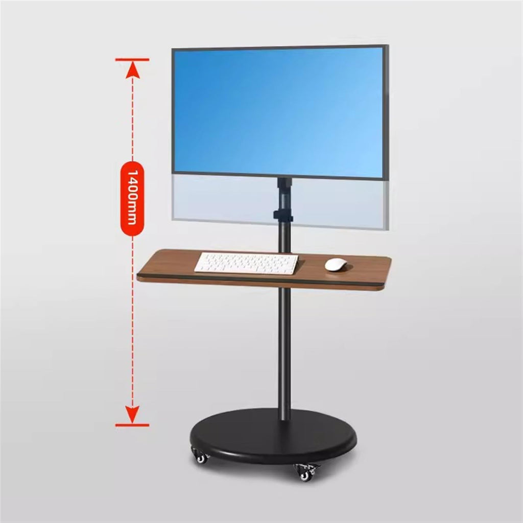 14–43-Inch Dual-Monitor Mobile Floor Stand with Keyboard Tray