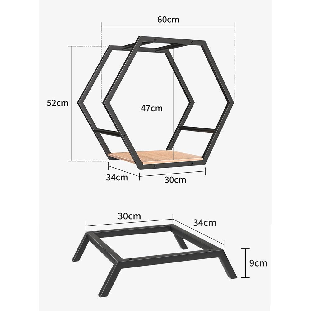 Hexagonal Metal and Wood Honeycomb Display Storage Shelf