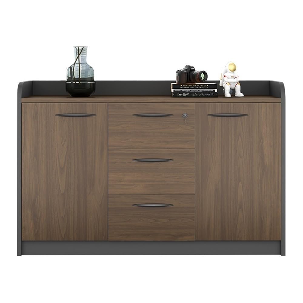 YUHUAWF Brown Locking Four-Door Wooden Office File Cabinet