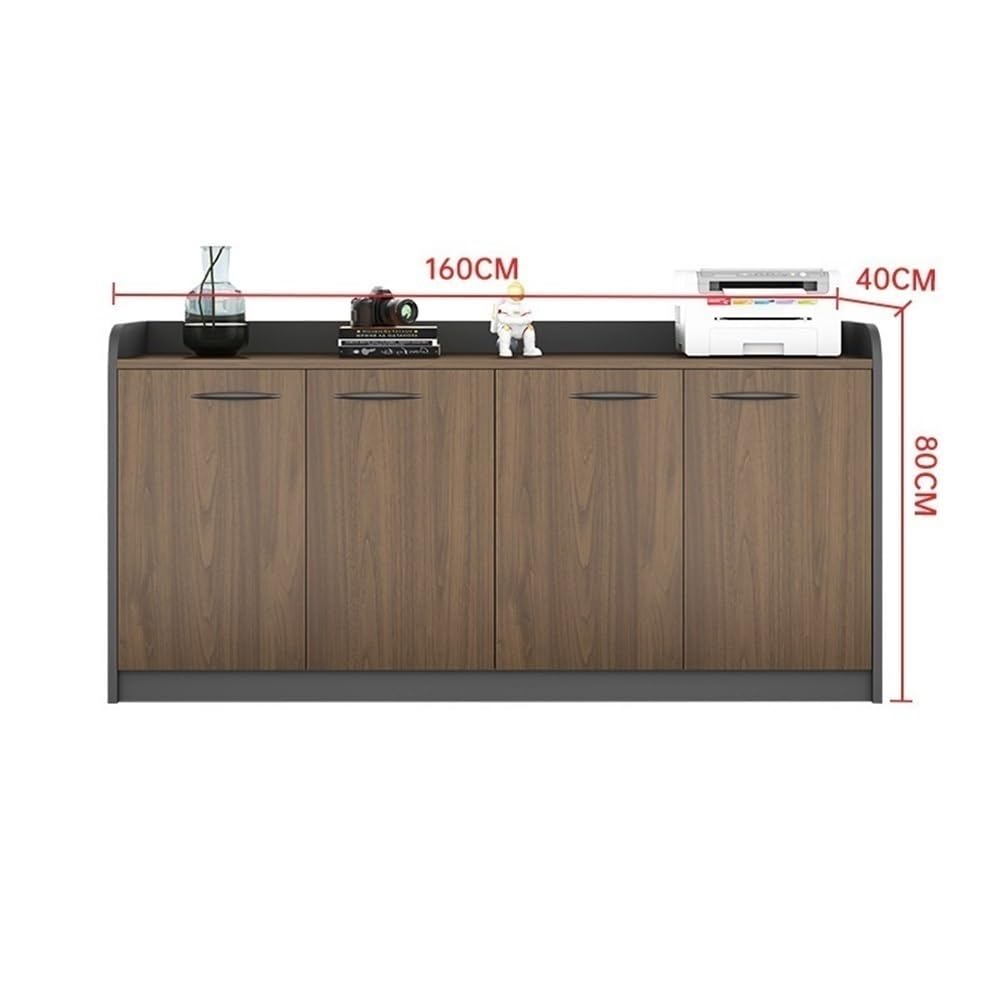 YUHUAWF Brown Locking Four-Door Wooden Office File Cabinet
