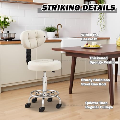 SDVantage Drafting Stools with Backrest and Footrest, 4-Piece Set
