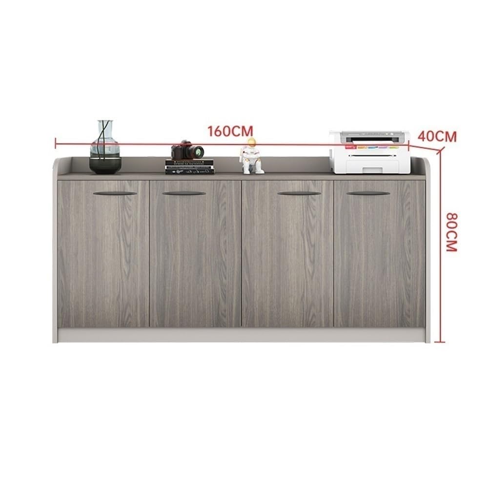 YUHUAWF Brown Locking Four-Door Wooden Office File Cabinet