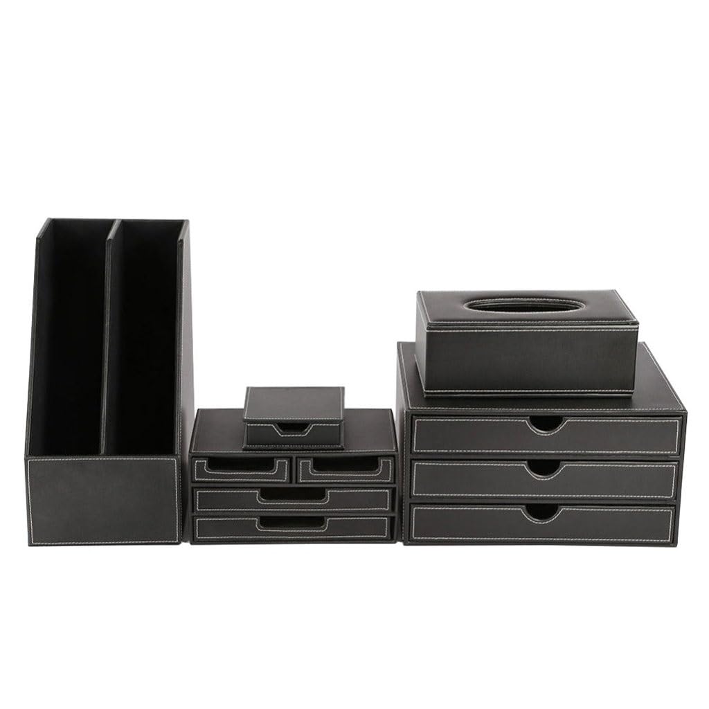 JSEIAJB 5-Piece Wooden Desk Organizer and File Rack Set