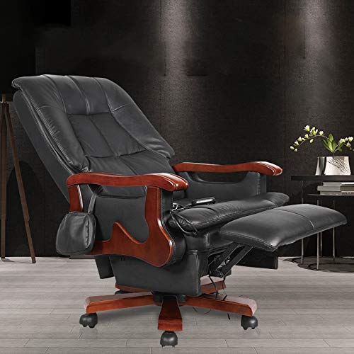IIPOSAQQ Boss Chair High-Back Leather Electric Reclining Executive Swivel Thick Padding and Ergonomic Design with Headrest and Lumbar Support for Home and Office Size:5375115cm Color