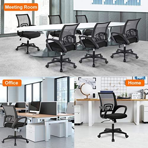 Home Office Chair Ergonomic Desk Chair Mesh Computer Chair with Lumbar Support Armrest Executive Rolling Swivel Adjustable Mid Back Task Chair for Women Adults