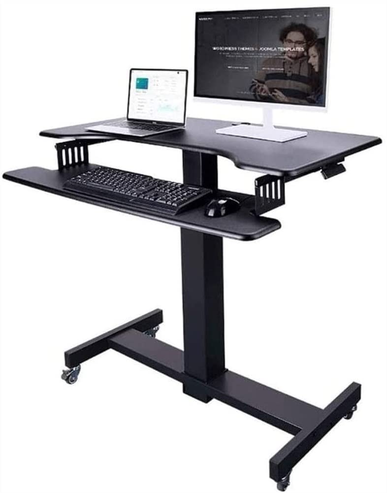 SMSOM Height-Adjustable Mobile Standing Desk with Keyboard Tray