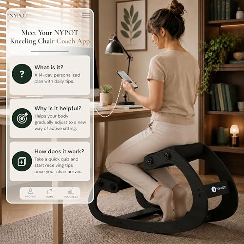 NYPOT Ergonomic Kneeling Chair with Adjustable Seats - Knee Chair for Posture Correction & Kneel Rocking Stool for Desk - Back Pain Relief for Home and Office, Supports 250 pounds - 5 Years Warranty
