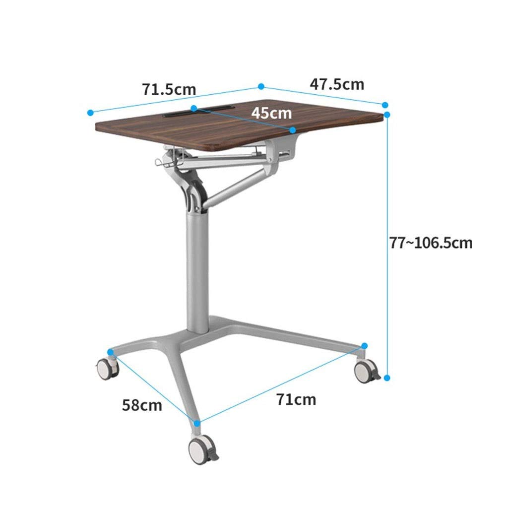 Pneumatic Height Adjustable Sit-Stand Mobile Laptop Computer Desk Cart, Room Sofa Side Table Meeting Room Desk