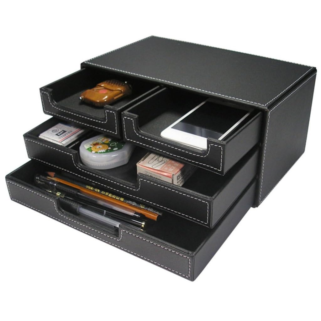 JSEIAJB 5-Piece Wooden Desk Organizer and File Rack Set