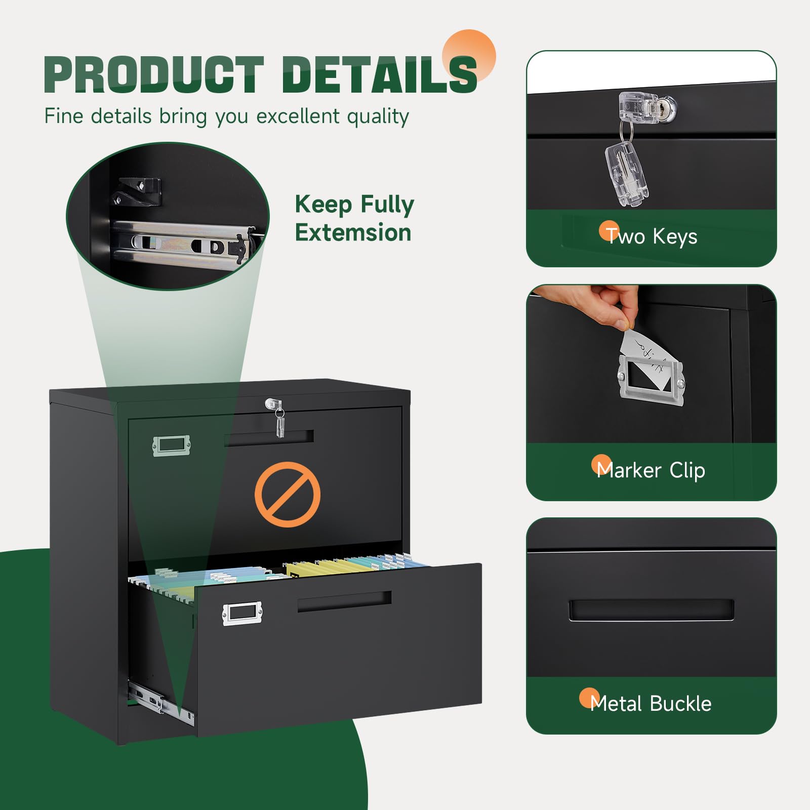 Letaya Metal Lateral File Cabinet with 2 to 5 Drawers
