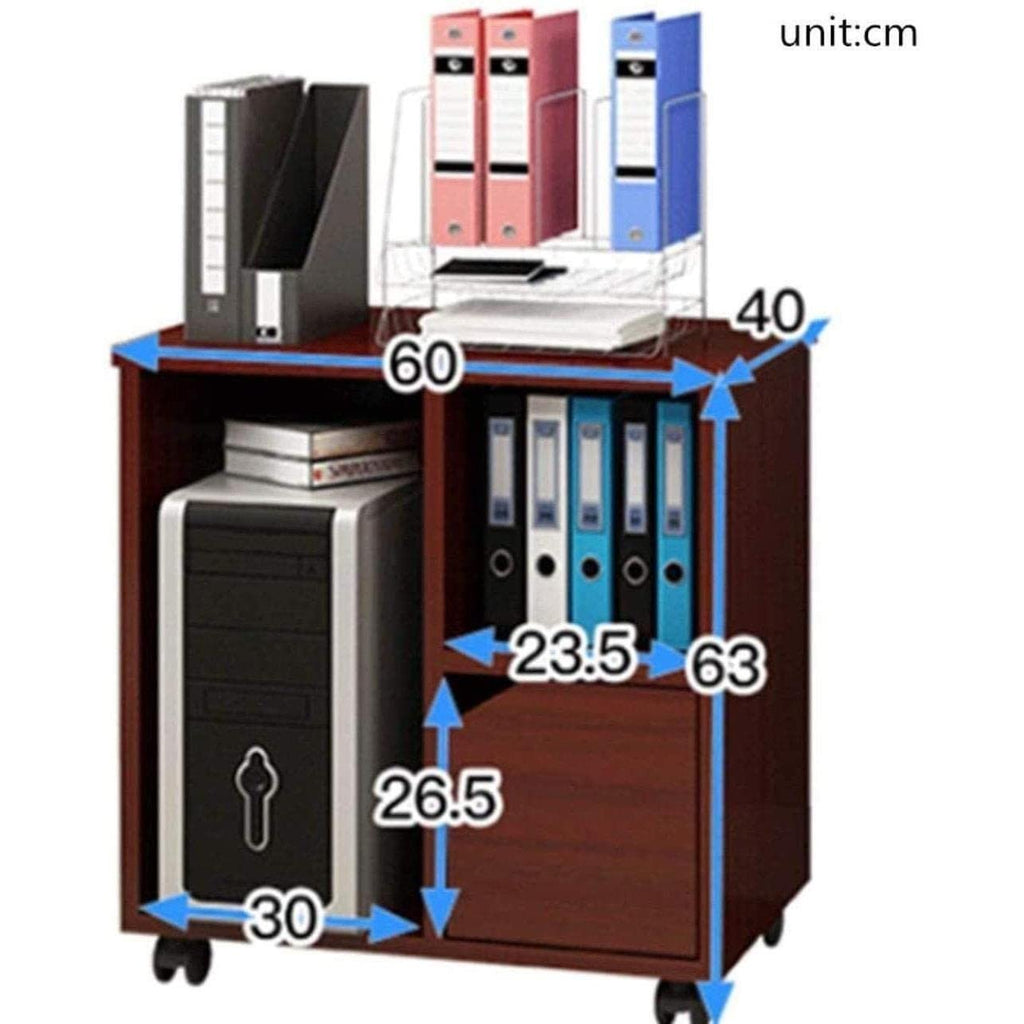 Medium Wooden Mobile File Cabinet with Storage Drawers