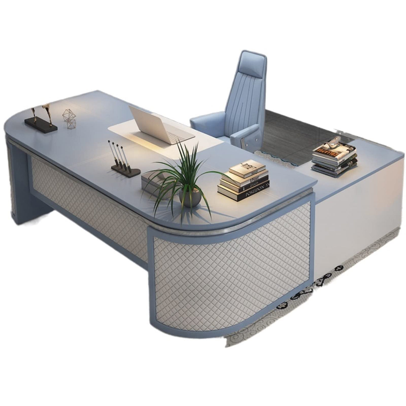 DQXWJZOTPO Luxury L-Shaped Executive Office Desk and Chair Set