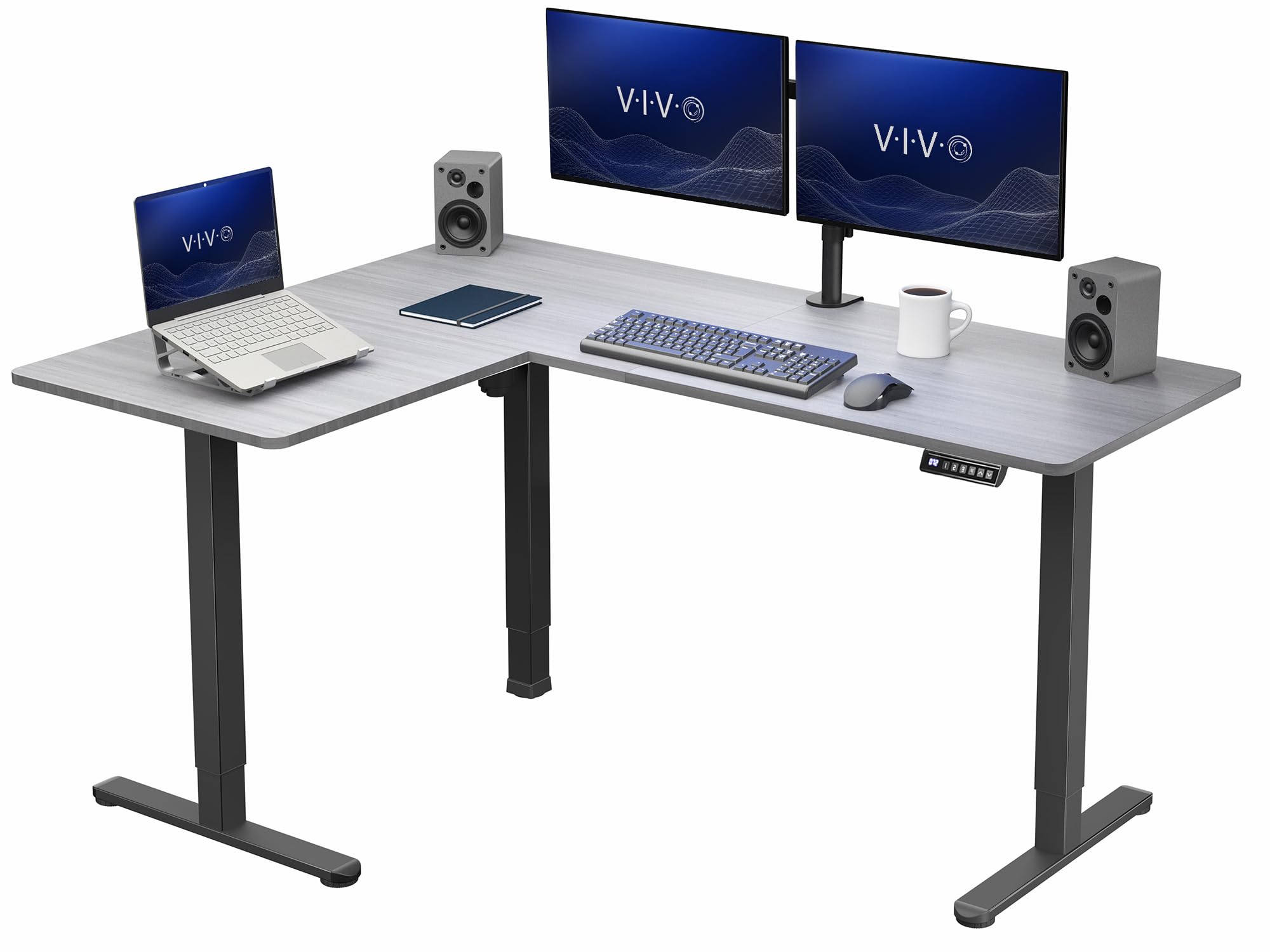 VIVO Electric Height Adjustable Corner Stand Up Desk, Table Top, Frame, L-Shaped Standing Workstation, 3CT Series