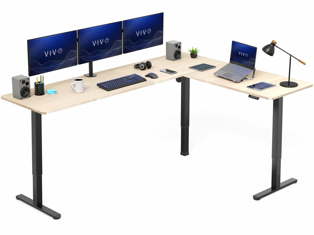 VIVO Electric Height Adjustable Corner Stand Up Desk, Table Top, Frame, L-Shaped Standing Workstation, 3CT Series