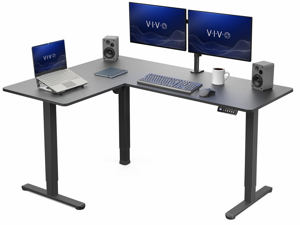 VIVO Electric Height Adjustable Corner Stand Up Desk, Table Top, Frame, L-Shaped Standing Workstation, 3CT Series