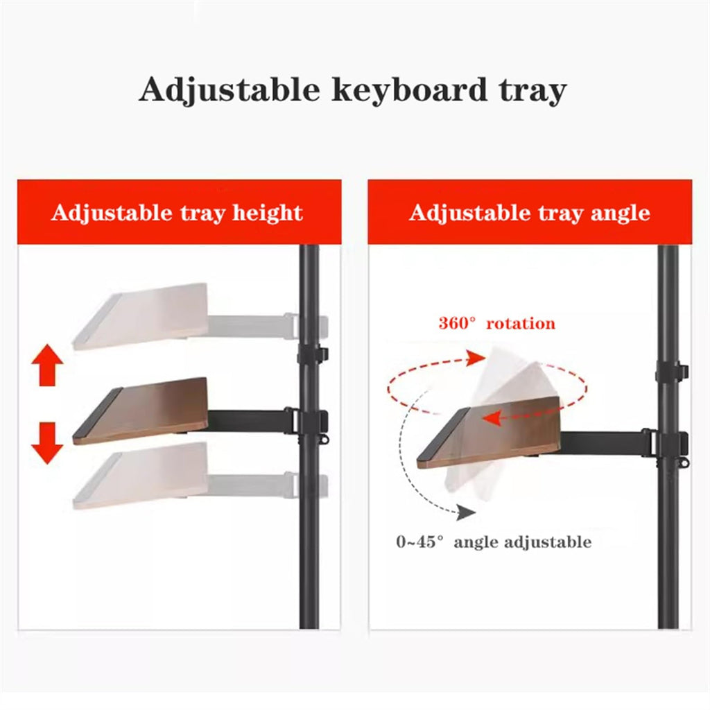 14–43-Inch Dual-Monitor Mobile Floor Stand with Keyboard Tray