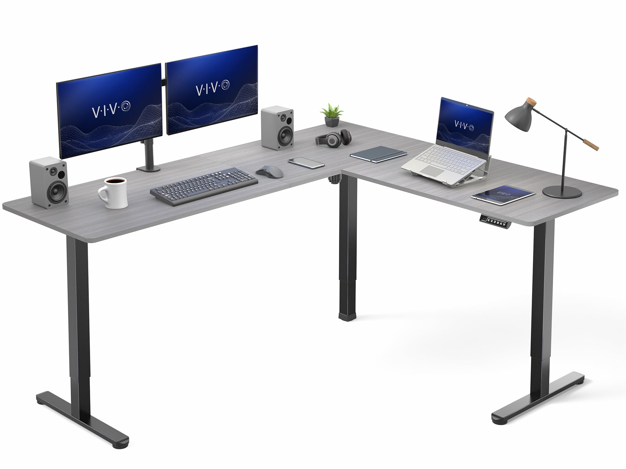 VIVO Electric Height Adjustable Corner Stand Up Desk, Table Top, Frame, L-Shaped Standing Workstation, 3CT Series