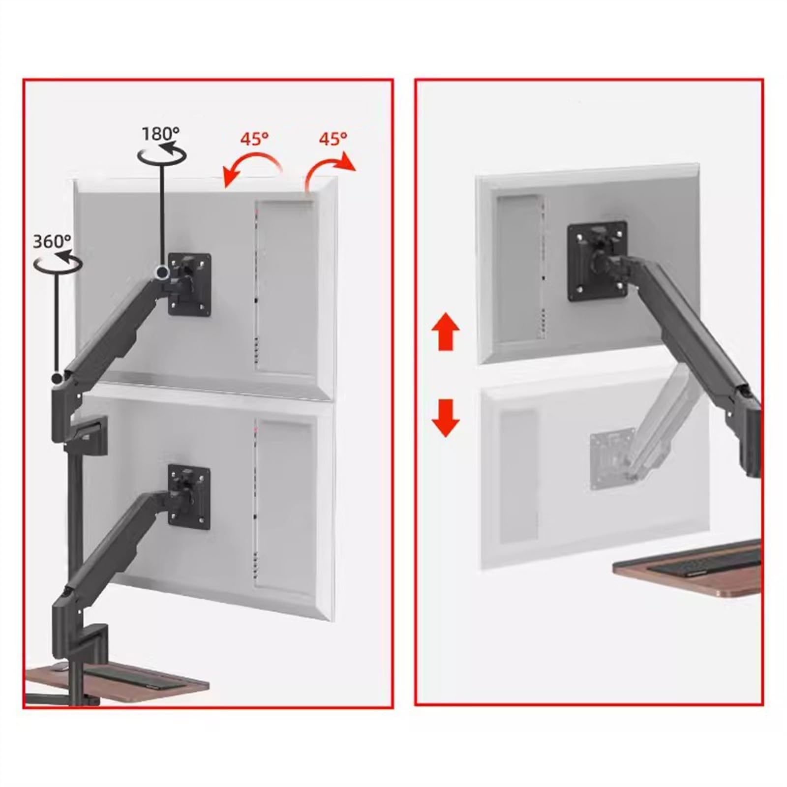 14–43-Inch Dual-Monitor Mobile Floor Stand with Keyboard Tray