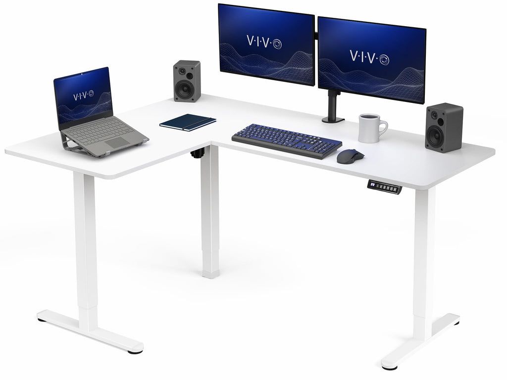 VIVO Electric Height Adjustable Corner Stand Up Desk, Table Top, Frame, L-Shaped Standing Workstation, 3CT Series