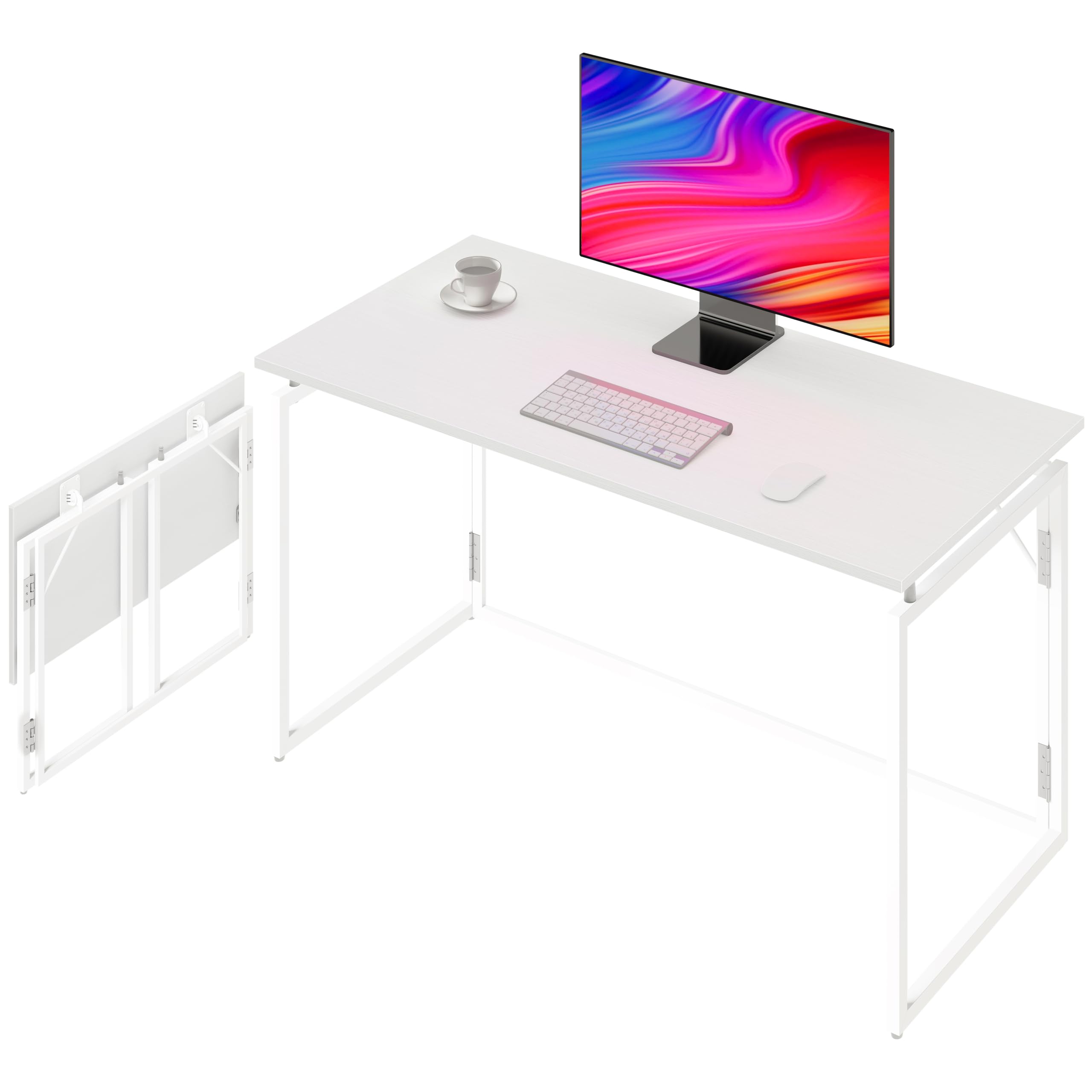 alawooder Folding Desk: No Assembly, Wood Top for Small Spaces