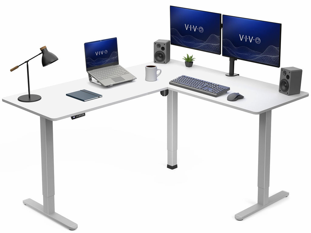 VIVO Electric Height Adjustable Corner Stand Up Desk, Table Top, Frame, L-Shaped Standing Workstation, 3CT Series