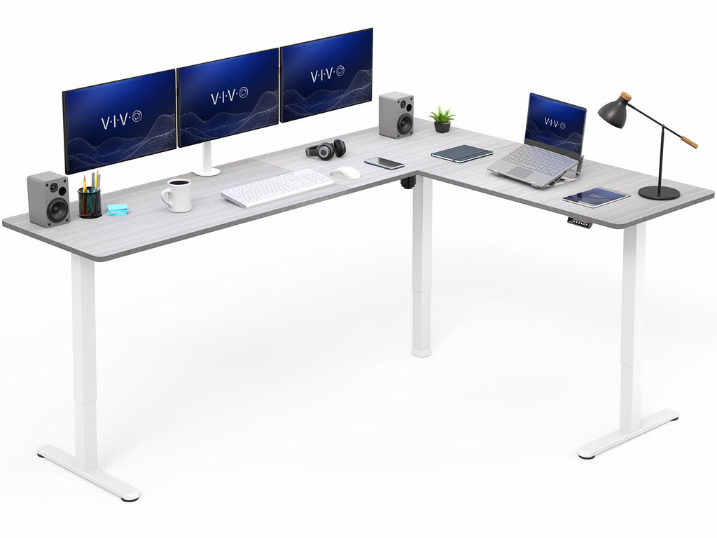 VIVO Electric Height Adjustable Corner Stand Up Desk, Table Top, Frame, L-Shaped Standing Workstation, 3CT Series