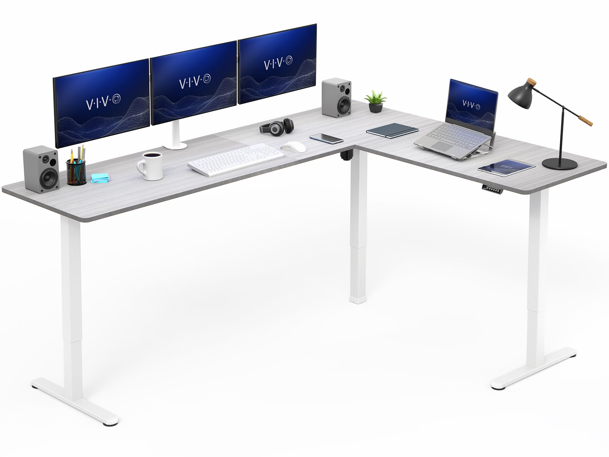 VIVO Electric Height Adjustable Corner Stand Up Desk, Table Top, Frame, L-Shaped Standing Workstation, 3CT Series