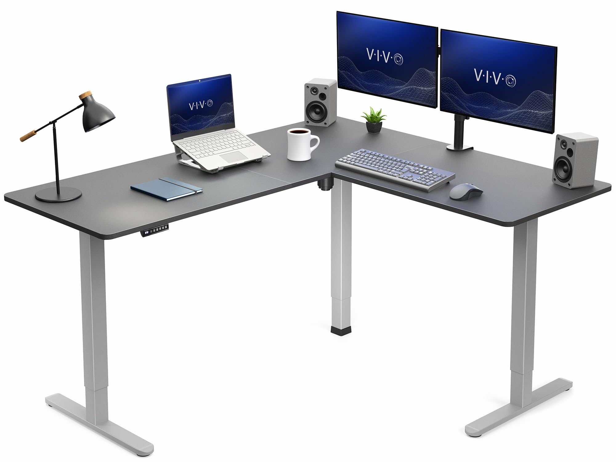 VIVO Electric Height Adjustable Corner Stand Up Desk, Table Top, Frame, L-Shaped Standing Workstation, 3CT Series